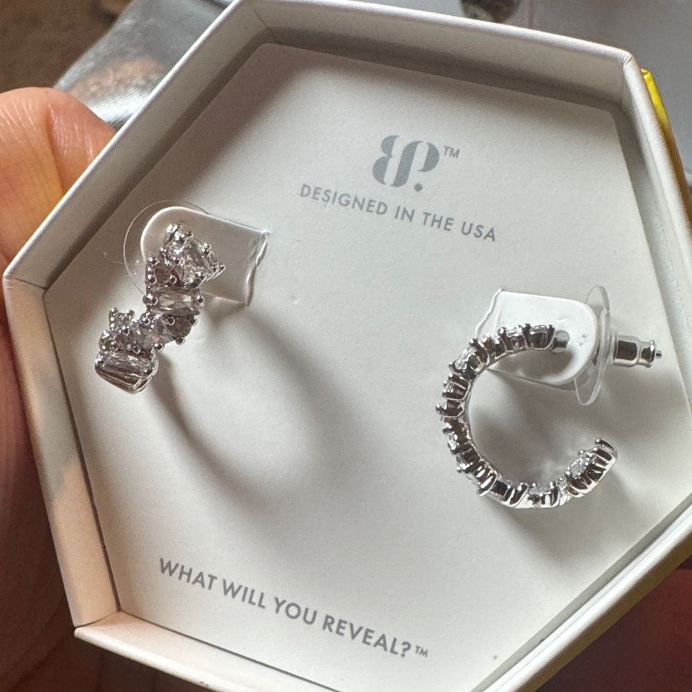 BP Silver Sparkle Hoop Earrings